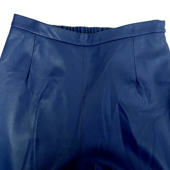 Navy Blue Leather Pants Terry Lewis Classic Luxuries NWT - Picture 8 of 12